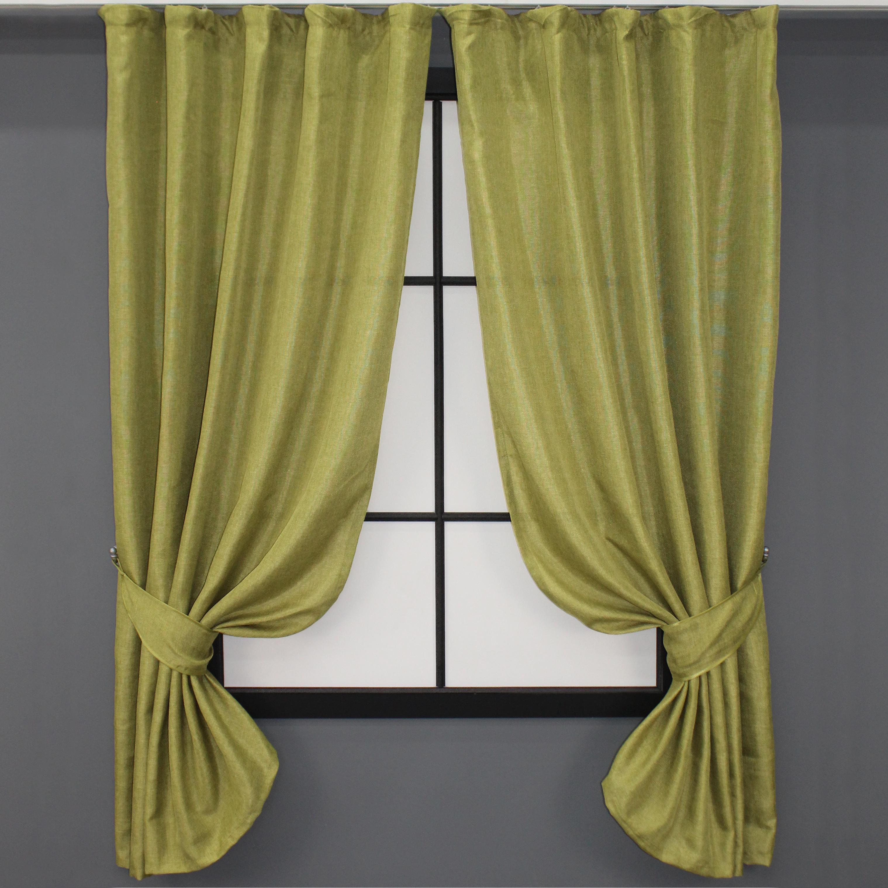 Комплект коротких штор VR-Textil Лен Мешковина № 106ш 130х170 см 2 шт. Оливковый (35-0015)