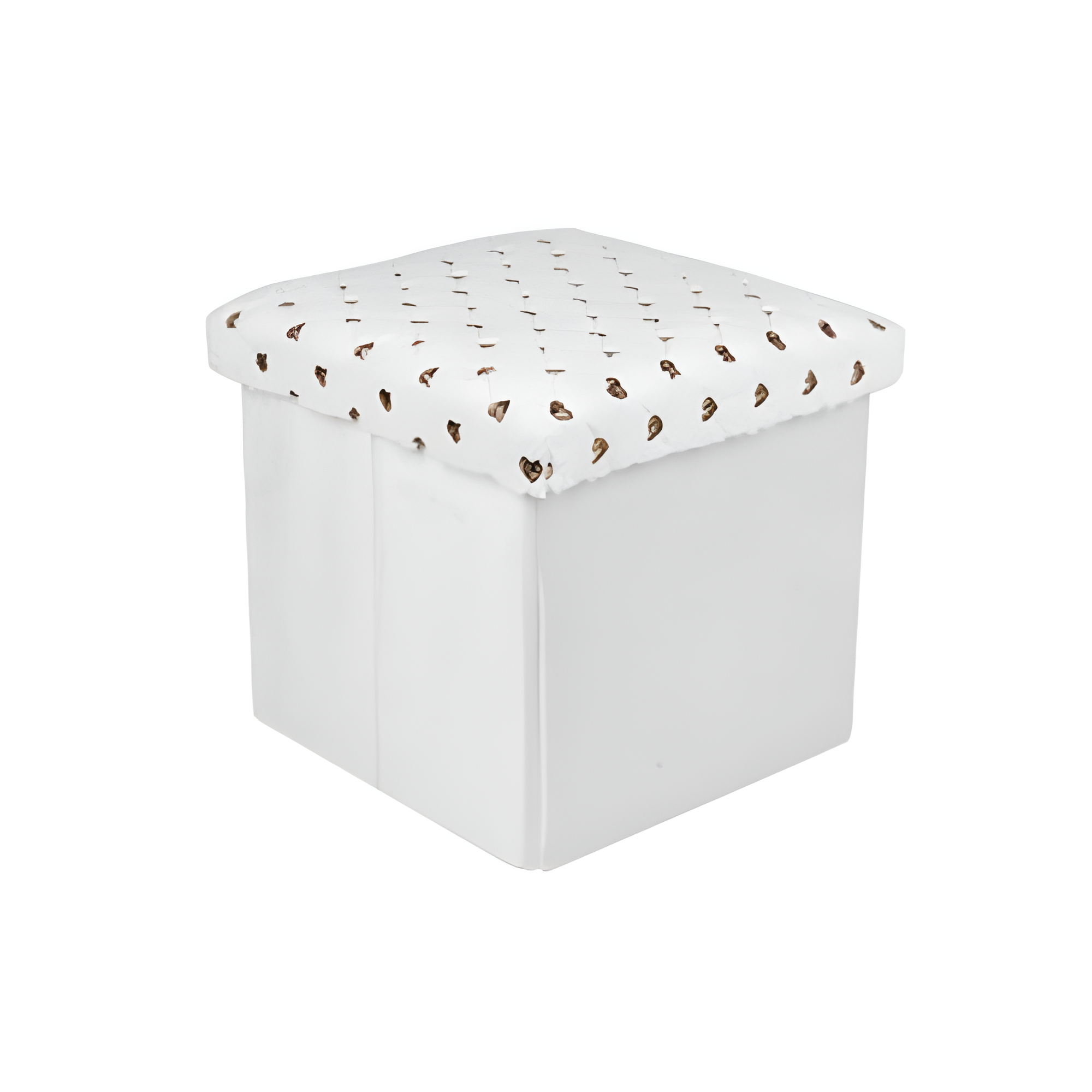 Складная тумба-пуф Stenson Golden Dots 35x35x33 см Белый/Золотой (627575)