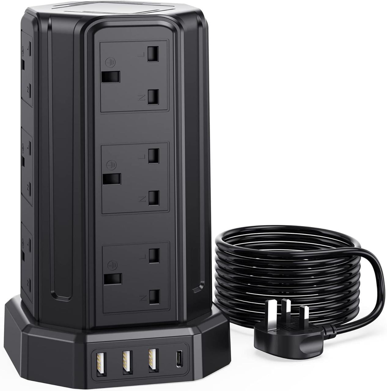 Удлинитель 5 м 13A 3250W 12-розеточный с 4 USB-разъемами (2869160957)