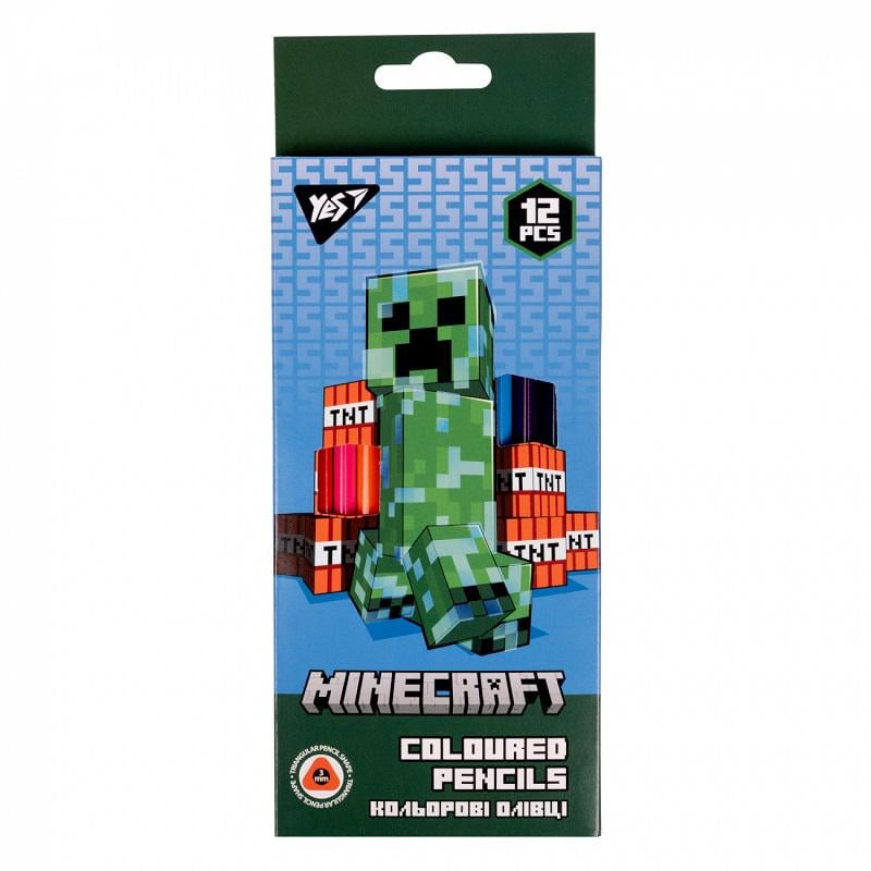 Карандаши цветные YES Minecraft трехгранный корпус 12 цветов (290701)
