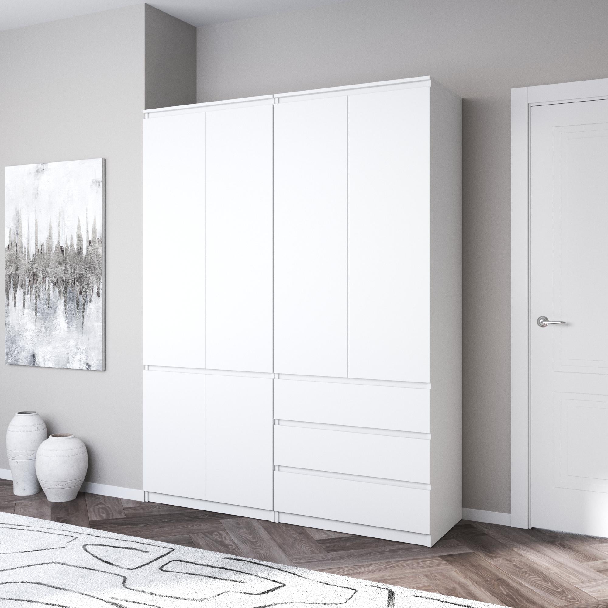 Шкаф со штангой и полками для одежды R10/R16 с 3 ящиками Белый