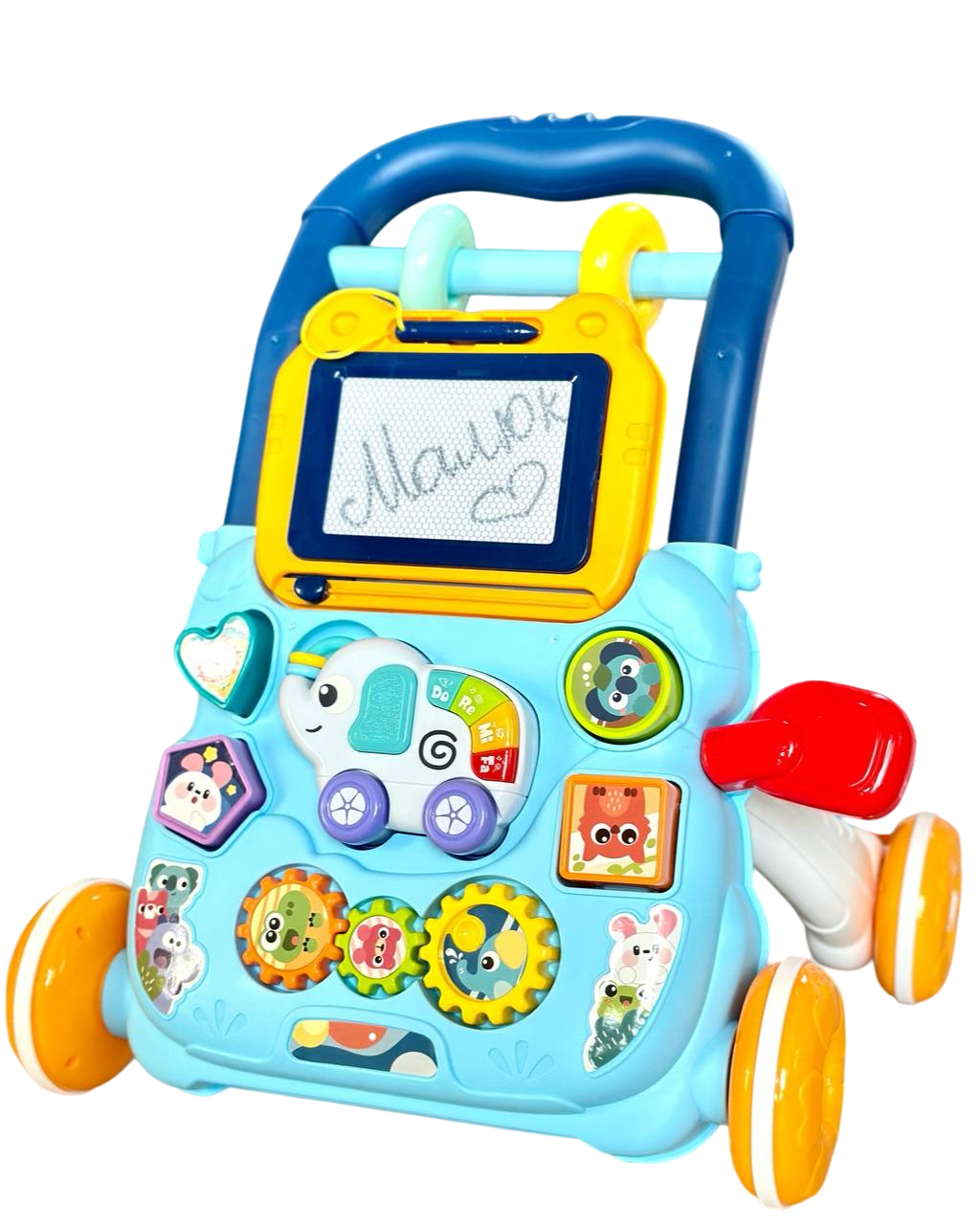 Детская каталка ходунки на колесах HB 0041 AB каталка толокар с магнитной дощечкой Голубая