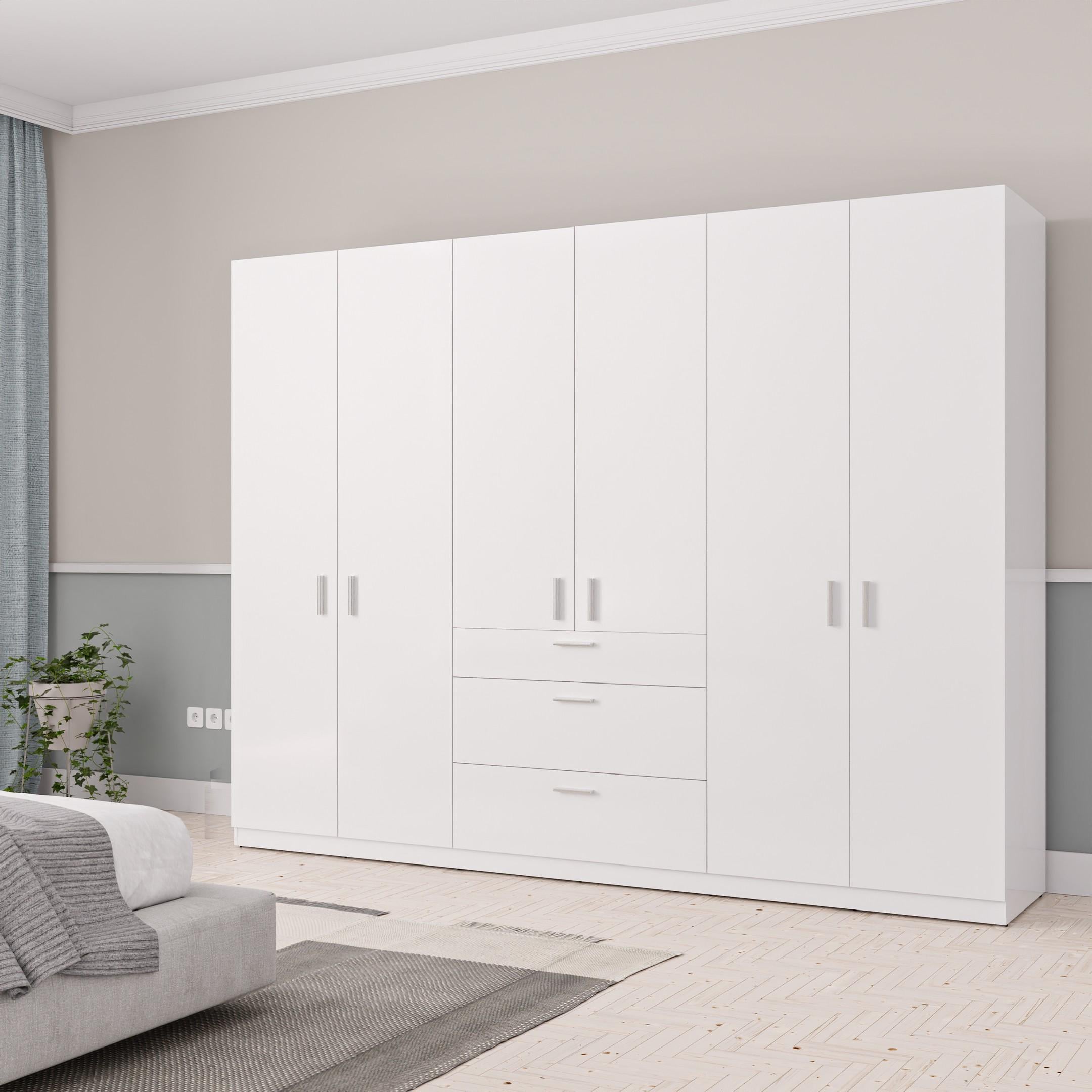 Шкаф распашной с ящиками Шик 8_6Д 2737х550х2100 мм Белый