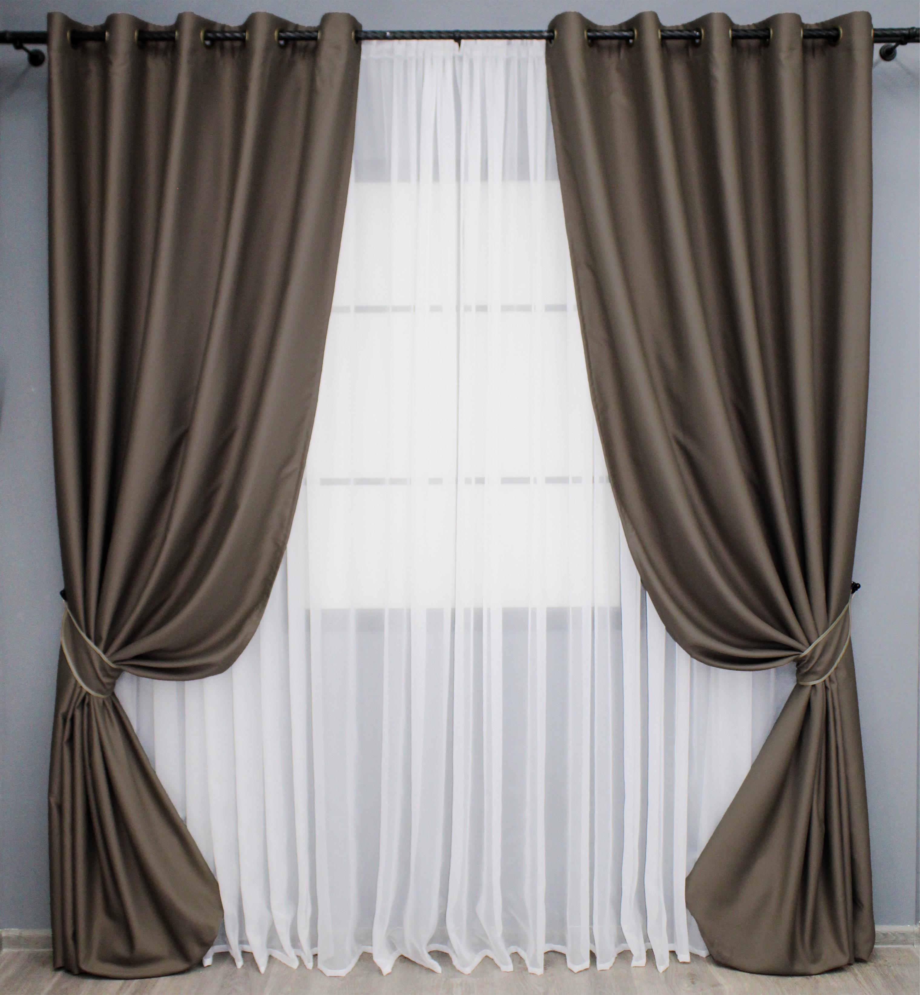 Комплект штор на люверсах VR-Textil Midnight №1673ш 150х270 см 2 шт. Какао (37-0221)