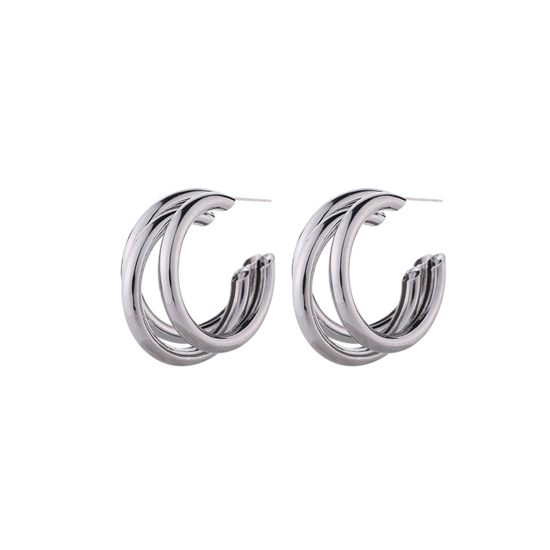 Сережки великі пусети-гвоздики класичні Сріблястий (70301) Сережки великі пусети-гвоздики класичні Сріблястий (70301)