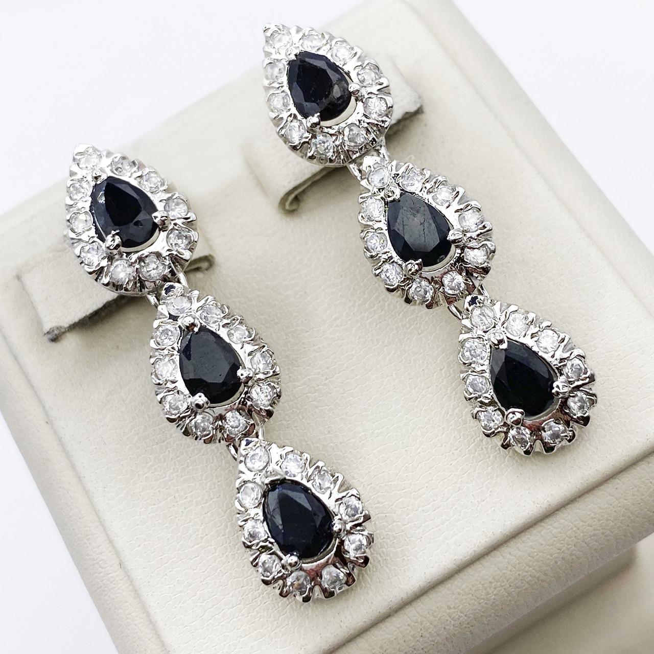 Серьги серебряные с агатом и кубическим цирконием 13,7 г (1898247321)