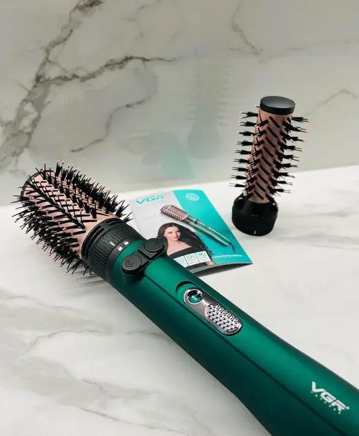 Фен щітка для укладання волосся професійний Vgr 498 2в1 1200 Вт Зелений (236ОД) - фото 3