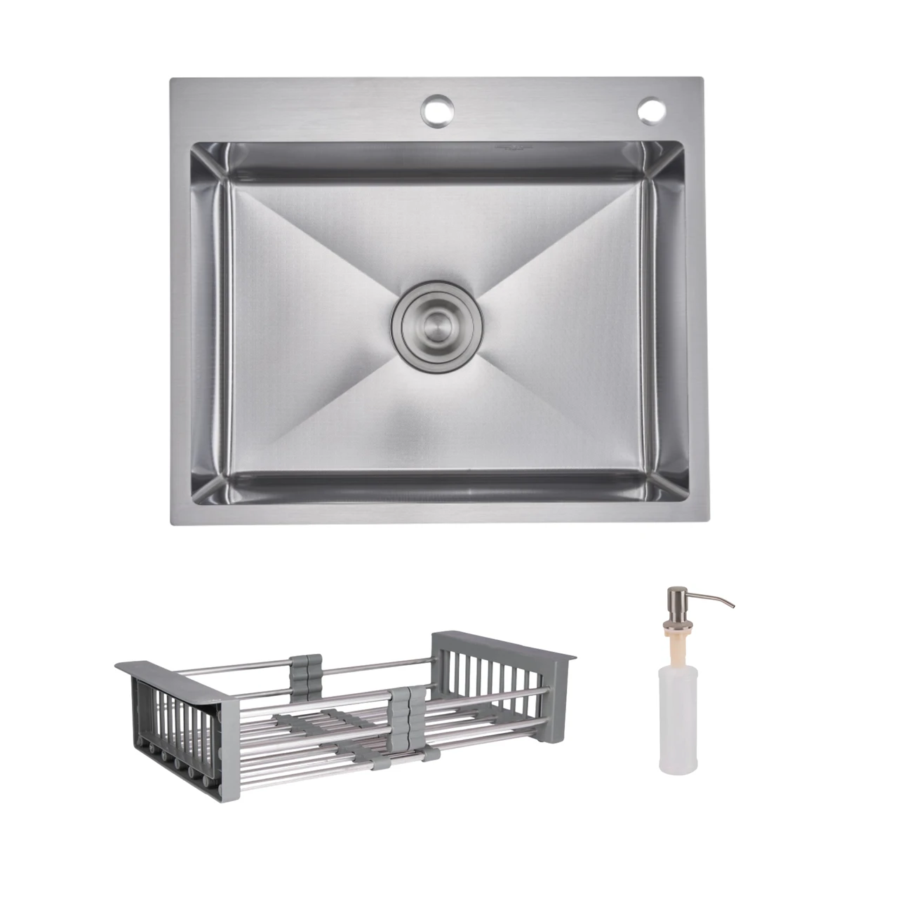 Мийка для кухні інтегрована Lidz Handmade H6050H Decor Honeycomb з дозатором/корзиною Lidz K01G (2836008119)