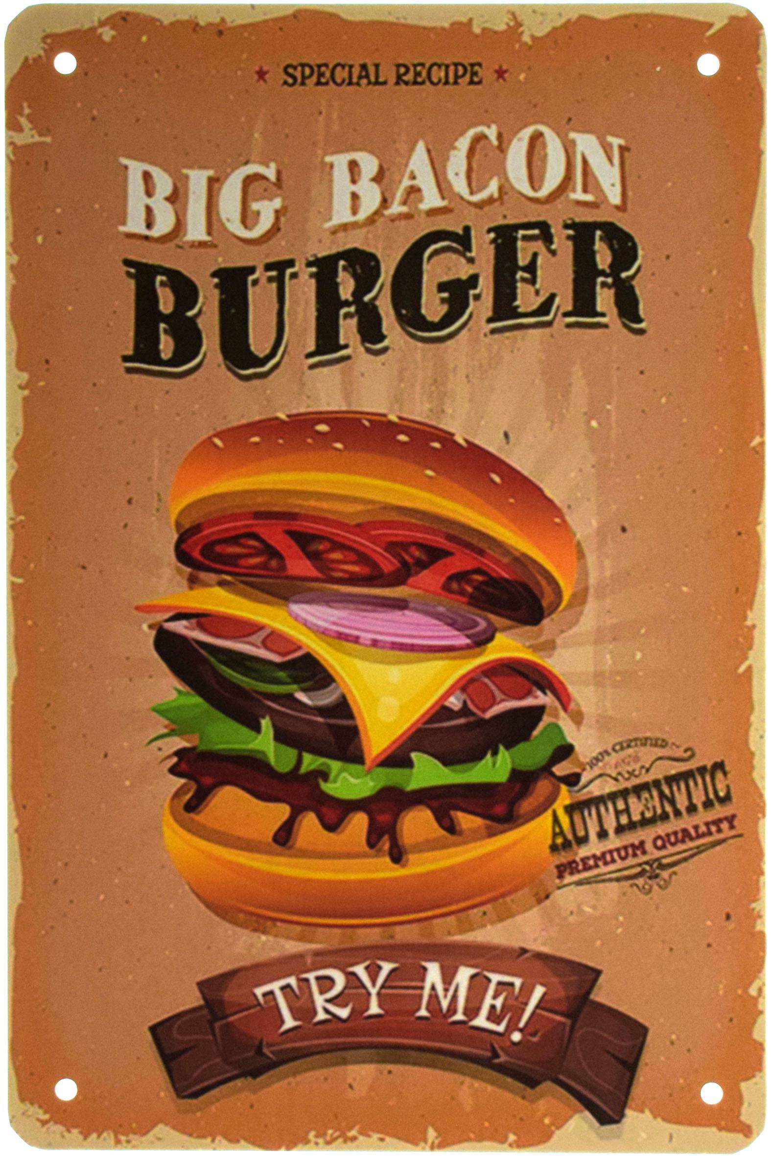 Табличка металева Великий Бургер З Беконом/Big Bacon Burger 20x30 см