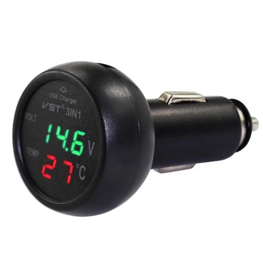 Часы цифровый VST 706-4 с термометром и вольтметром в прикуриватель автомобильный (2079276476)