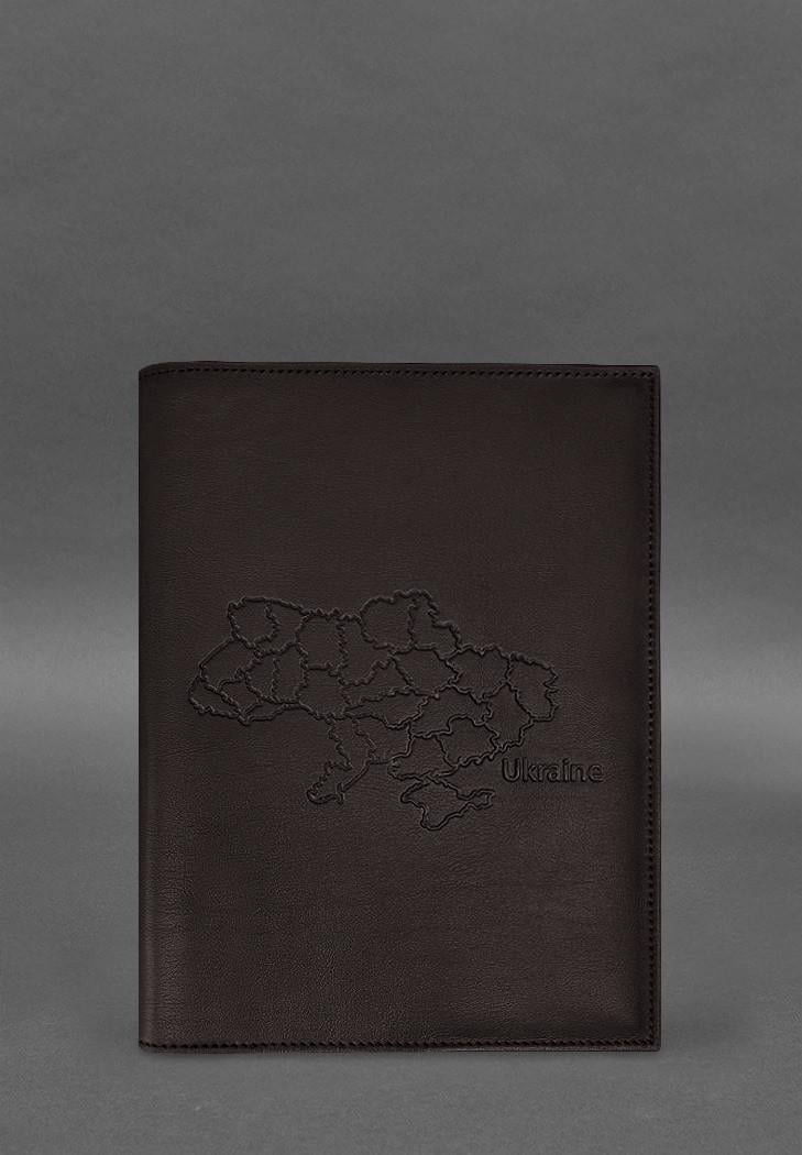 Обкладинка шкіряна для нотаріального реєстру з карткою України Темно-коричневий (A-028881)