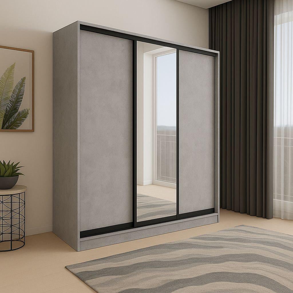 Шкаф купе Мириам ДСП/зеркало 2400x2400x600 мм Бетон (21295) Шкаф купе Мириам ДСП/зеркало 2400x2400x600 мм Бетон (21295)