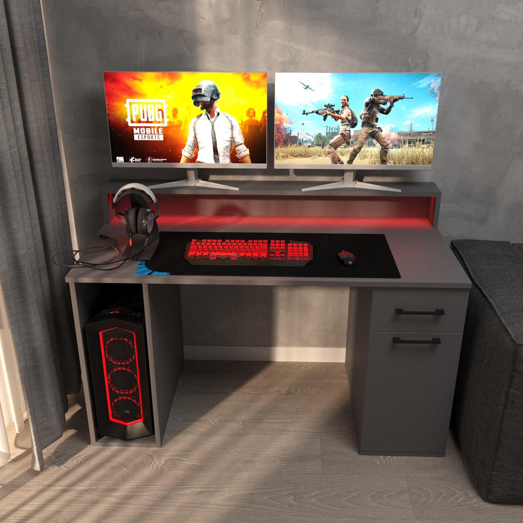 Компьютерный стол Mebellini Комбо MODERN 1550х710/860х600 мм Антрацит (арт.SKEP1000-069) - фото 2 Компьютерный стол Mebellini Комбо MODERN 1550х710/860х600 мм Антрацит (арт.SKEP1000-069) - фото 2