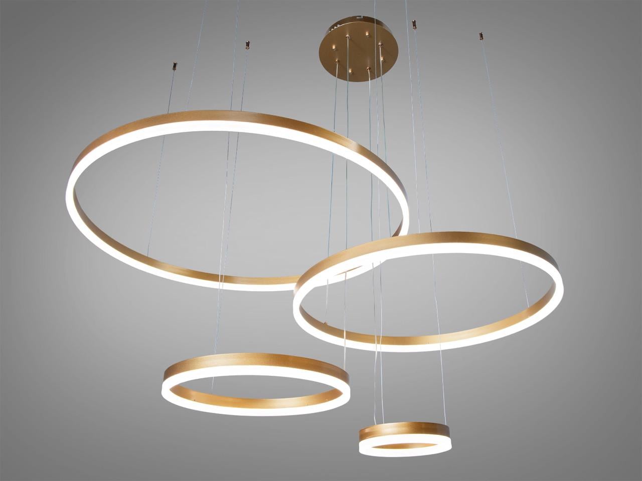 Люстра светодиодная подвесная D2485 135 Вт с пультом для гостиной Золотой (D2485-800/600/400/200G)