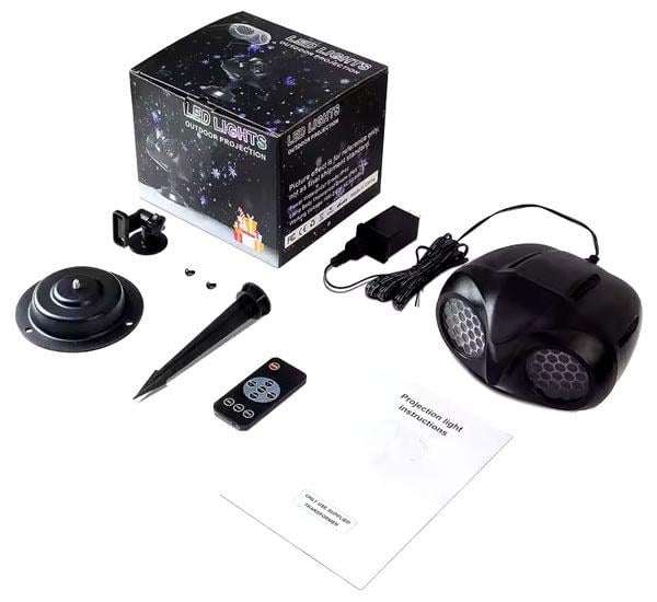 Проектор светодиодный для создания эффекта падающего снега с регулировкой угла проекции и пультом управления (3114)
