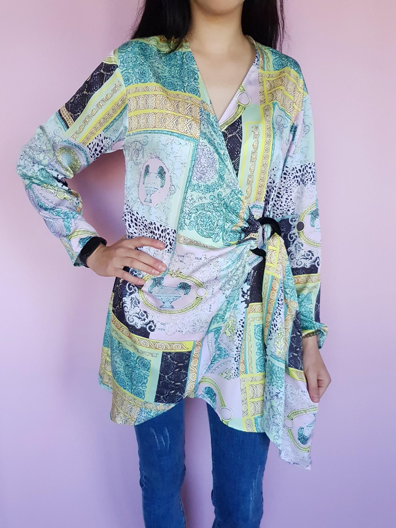 Блузка удлиненная на запах Boohoo XL Зеленый (10293/48)