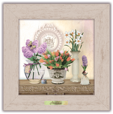 Картина классическая деревянная Прованс Букет тюльпанов 180х180 мм Белый (пркл04бк10х10)