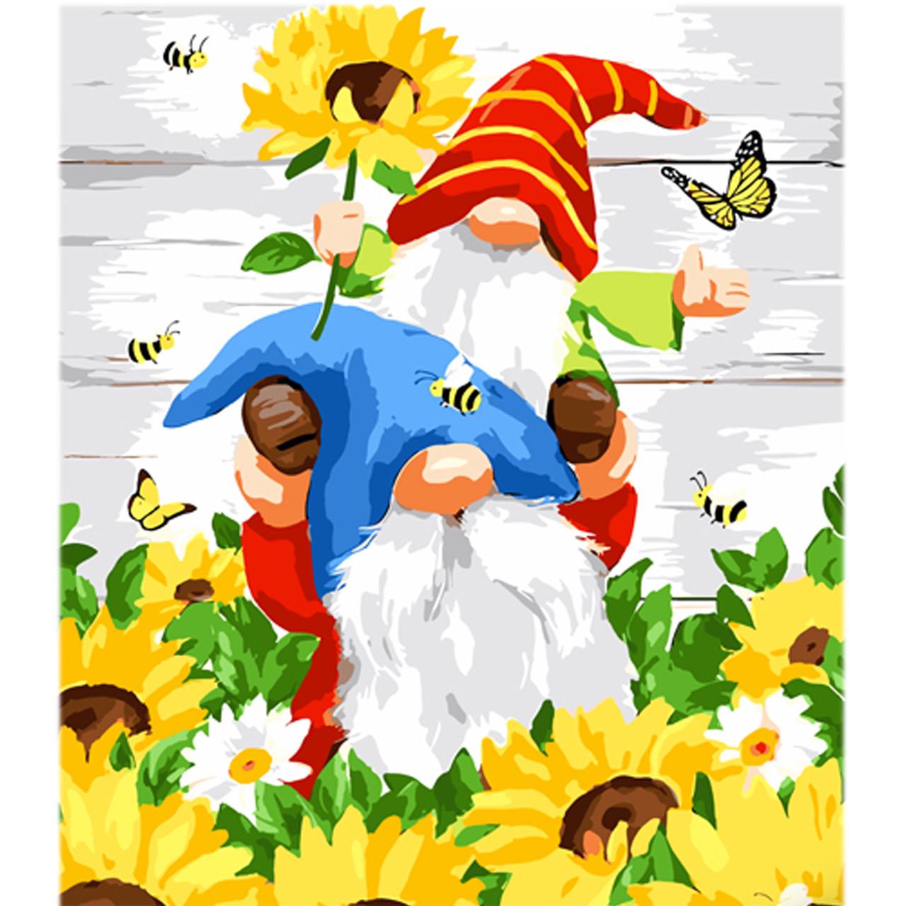 Картина по номерам Strateg Пара гномиков на цветном фоне 40х50 см (MZ065)