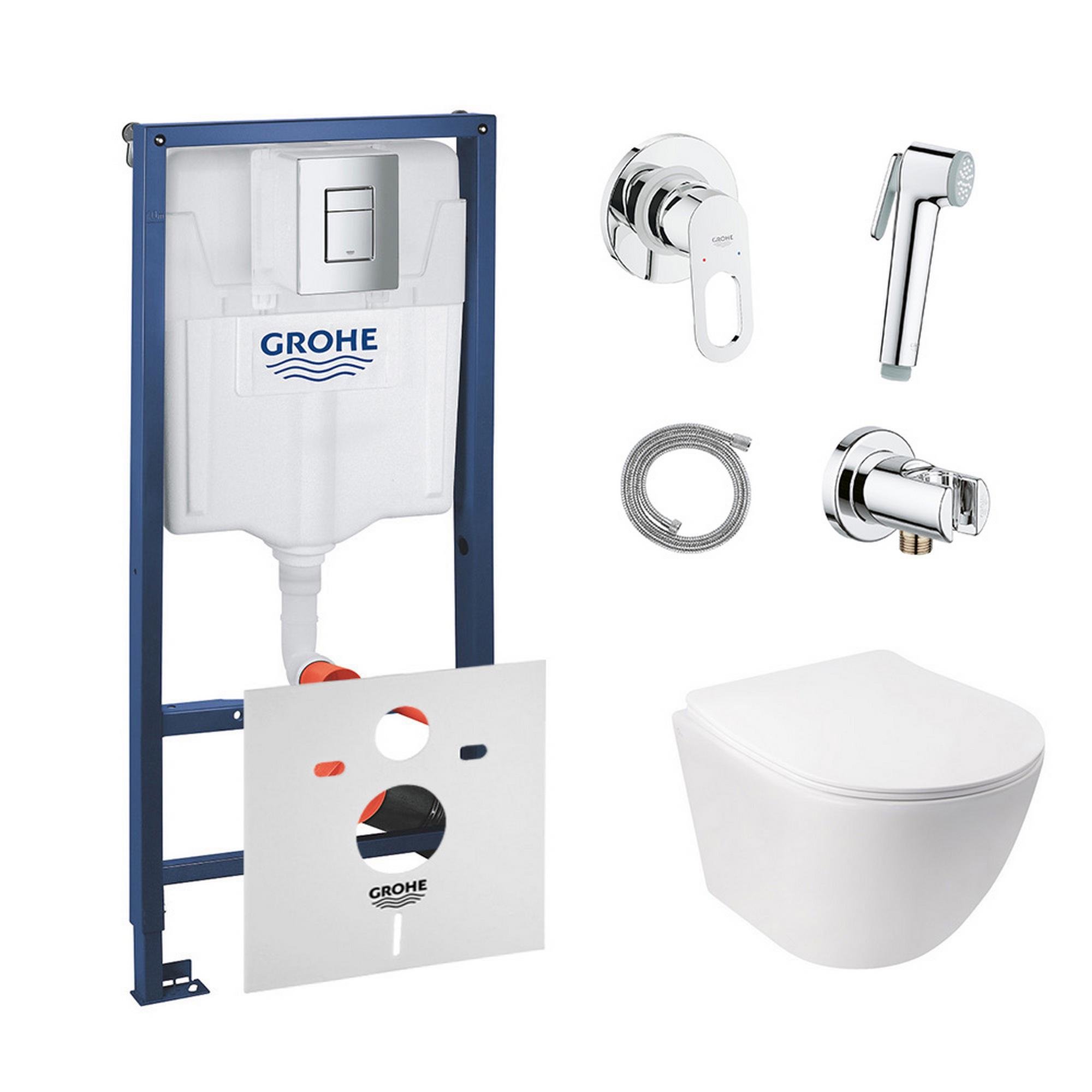 Комплект инсталляции Grohe Rapid SL 38772001QT07335176W111042 с унитазом и кнопкой Хром (75767)