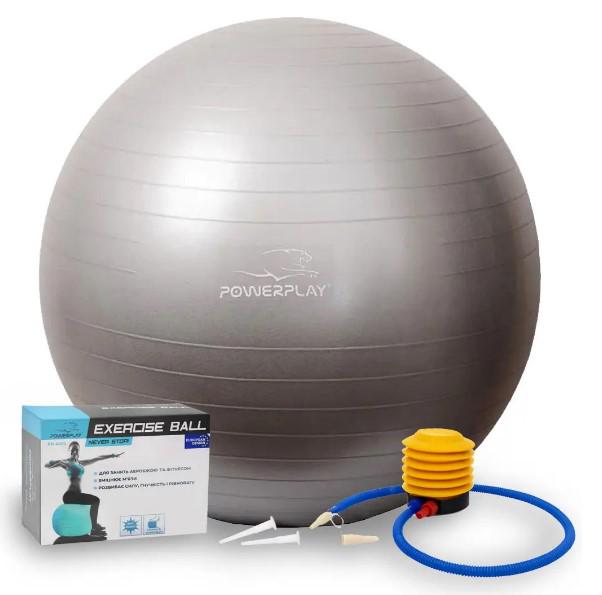 Фітбол для фітнесу PowerPlay 4001 Gymball з насосом Ø 75 см Сріблястий (PP_4001_75_Silver) Фітбол для фітнесу PowerPlay 4001 Gymball з насосом Ø 75 см Сріблястий (PP_4001_75_Silver)