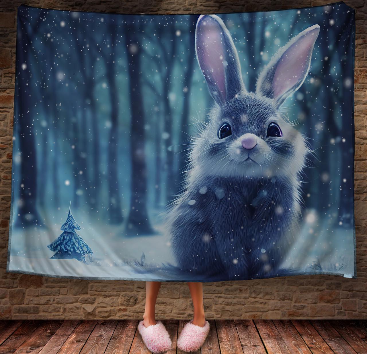Плед с 3D принтом 20 Кролик в зимнем сказочном лесу 150х200 см (epi_1832)