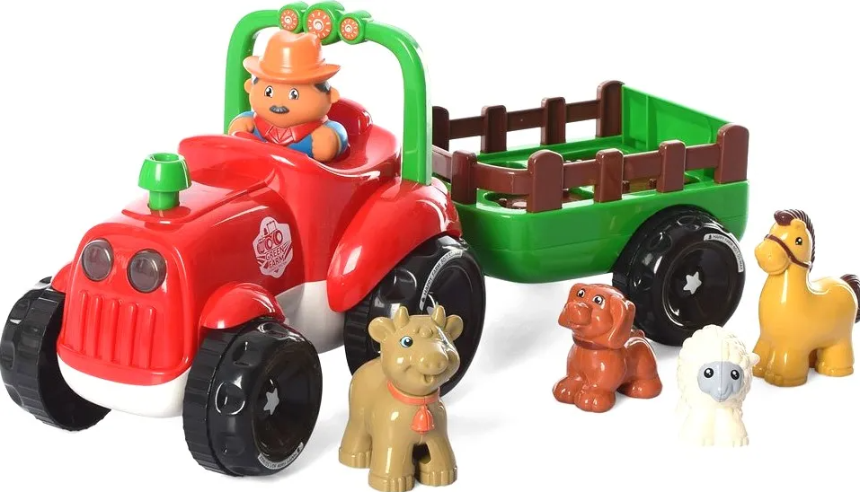 Детский музыкальный трактор Limo Toy М5572 с прицепом на украинском языке Красный (2276864079)