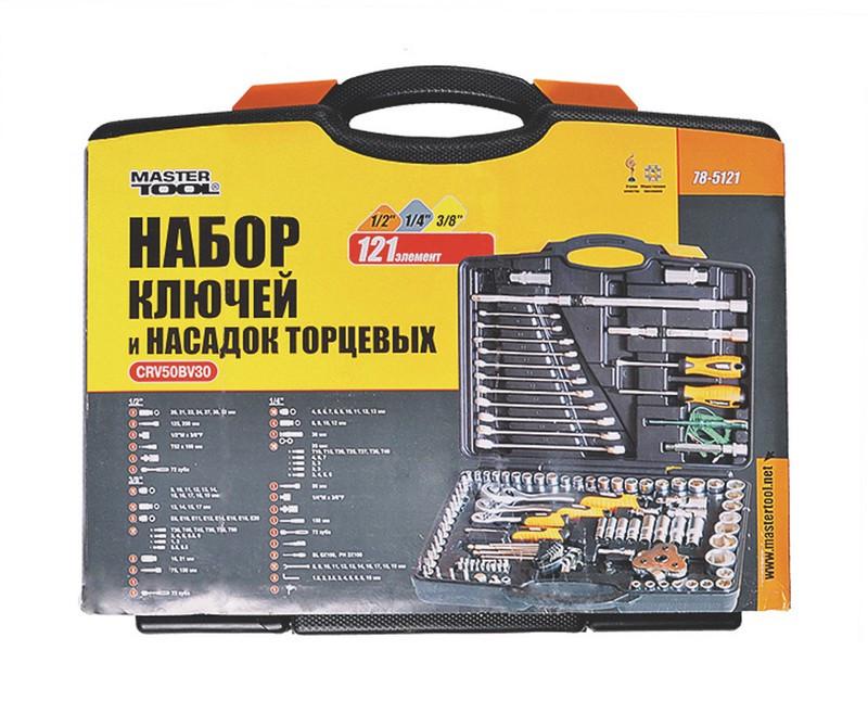 Набор инструментов Mastertool 121 предмет 1/4-3/8-1/2 сталь CrV трещотка 72 зуба - фото 2