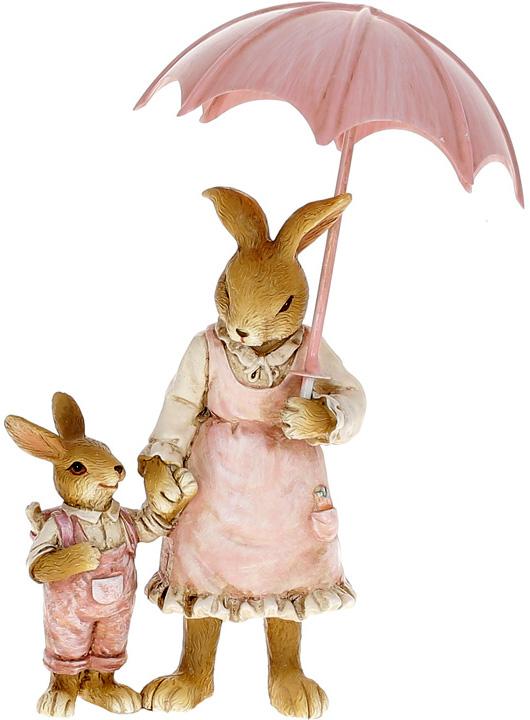 Декоративная статуэтка Зайка с Сыном 9х4,5х13 см полистоун (BD-K07-115)