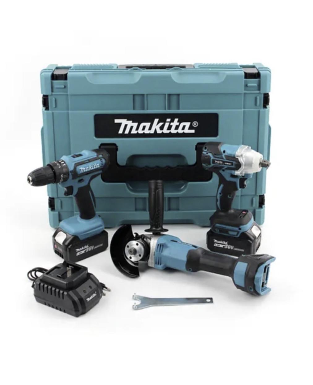 Набор инструментов Makita 3в1 шуруповерт ударный 48V DTW485/болгарка 9237CB/гайковерт DTW301 Синий