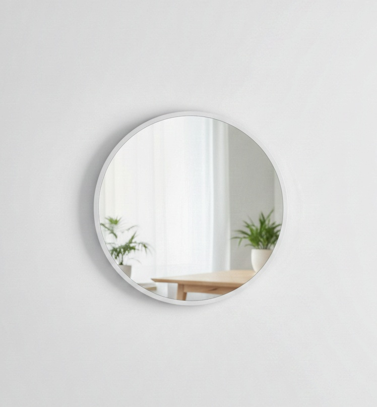 Зеркало круглое в белой металлической раме Dorian 40 см
