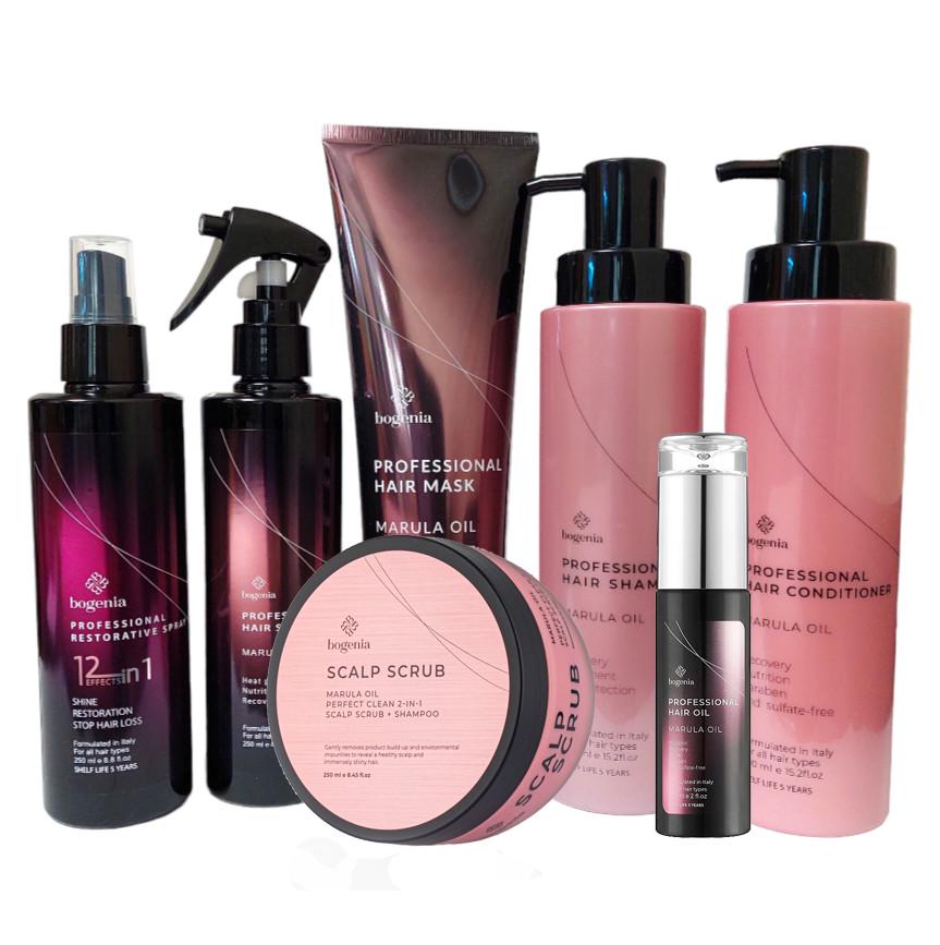 Набор для ухода за волосами Bogenia шампунь/кондиционер/маска/термозащита/спрей 12в1