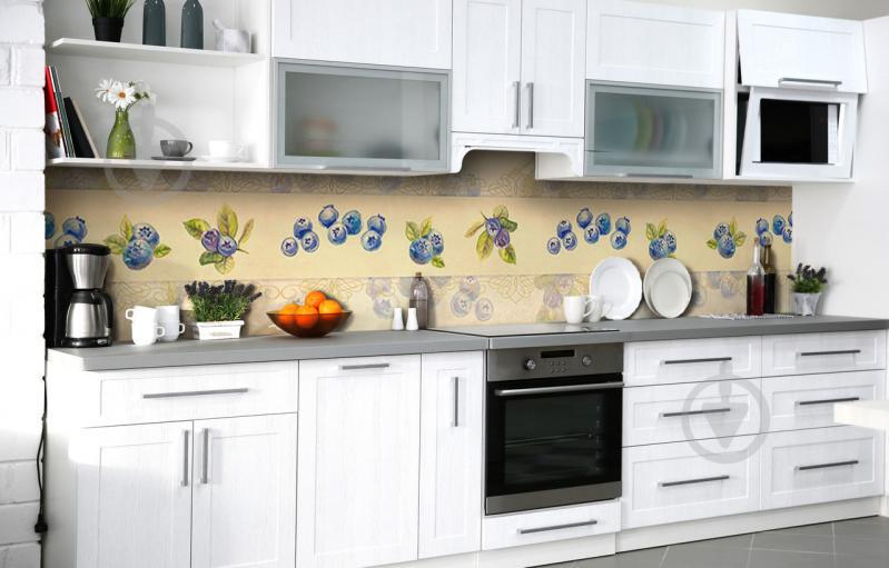 Скинали на кухню Zatarga «Акварельная черника» 600х3000 мм виниловая 3Д наклейка кухонный фартук самоклеящаяся