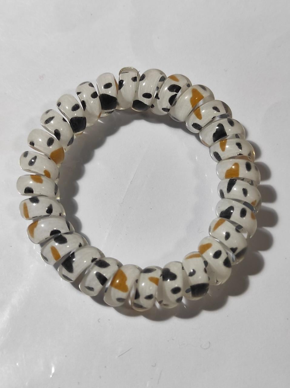 Резинка Спираль толстая с пятнышками 5,5 см Белый/Черный/Рыжий (52-4-1520-Б)