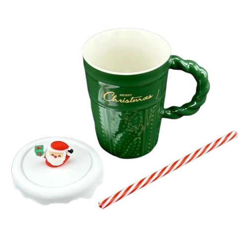 Чашка керамічна Olens 102-1061-1 Різдвяний світер з кришкою і трубочкою 380 мл Зелений (2786442515) - фото 2 Чашка керамічна Olens 102-1061-1 Різдвяний світер з кришкою і трубочкою 380 мл Зелений (2786442515) - фото 2