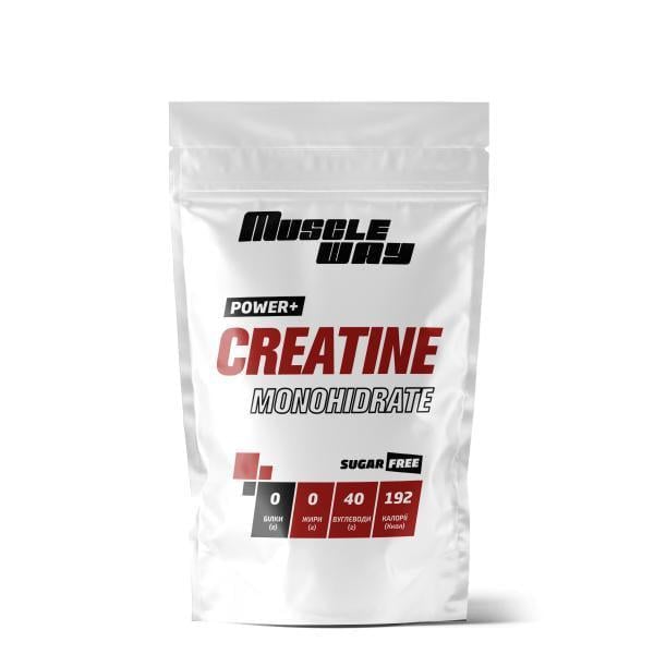 Креатин моногидрат порошковый MuscleWay Creatine Monohidrate POWER+ 99,9% 100 порций без сахара 500 г Клубника (124-125-cre-mw-rs500-4)