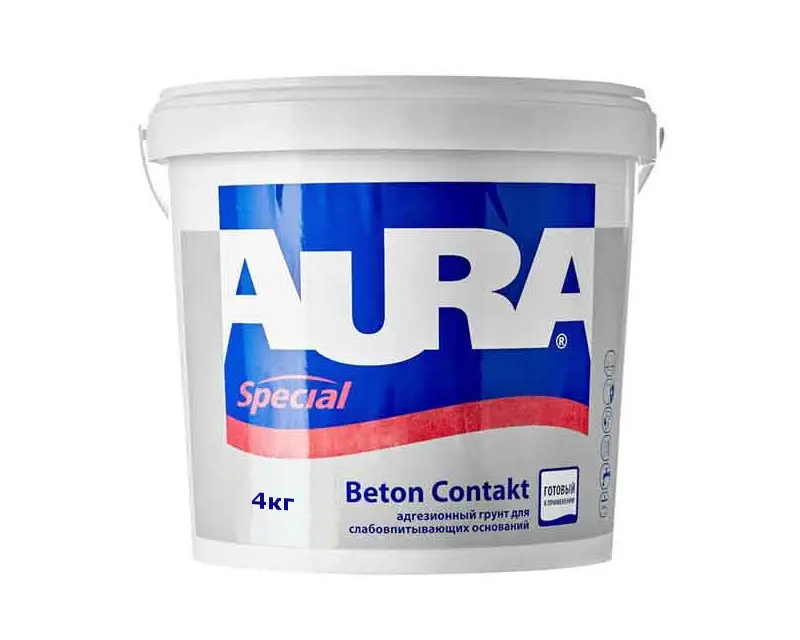 Грунт с кварцевым песком Aura Beton Contact адгезионный 4 кг (2569081030)