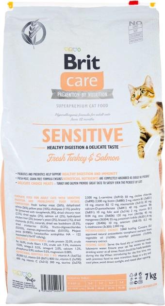 Корм беззерновой для требовательных кошек Brit Care Sensitive Digestion&Delicate Taste с индейкой и лососем 7 кг (894/7) - фото 2