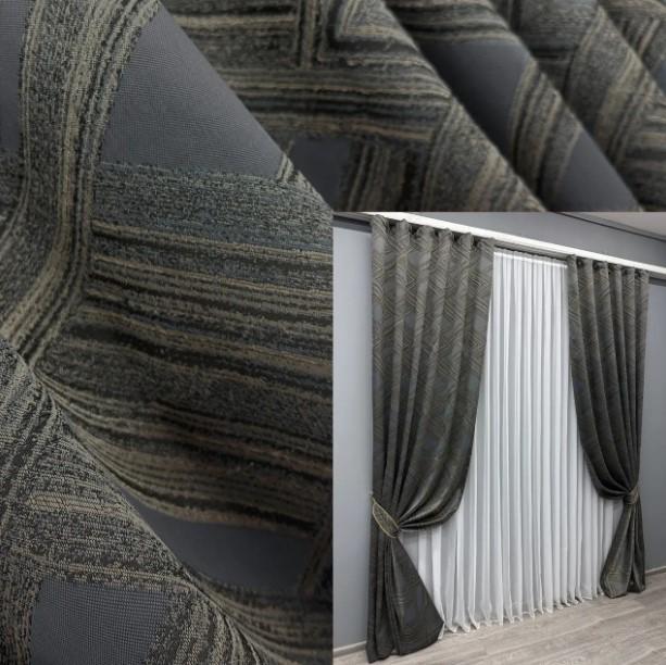 Тканина для штор жакард Mystery Капучино/Сірий (1625ш) - фото 5 Тканина для штор жакард Mystery Капучино/Сірий (1625ш) - фото 5