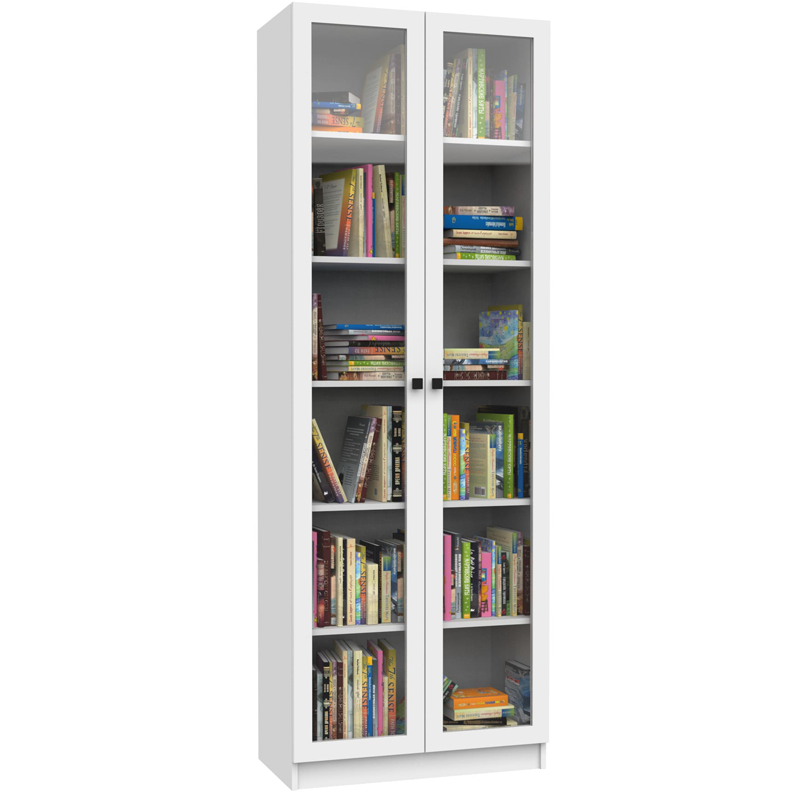 Шкаф книжный со стеклом 2/glass 800х320х2100 мм White (18308)