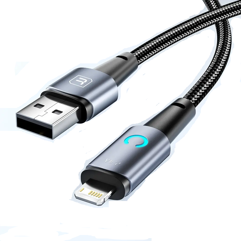 Кабель Toocki USB A - Lightning 2 4A 1 м Сірий (TQ-X02AL1GREY2.4)