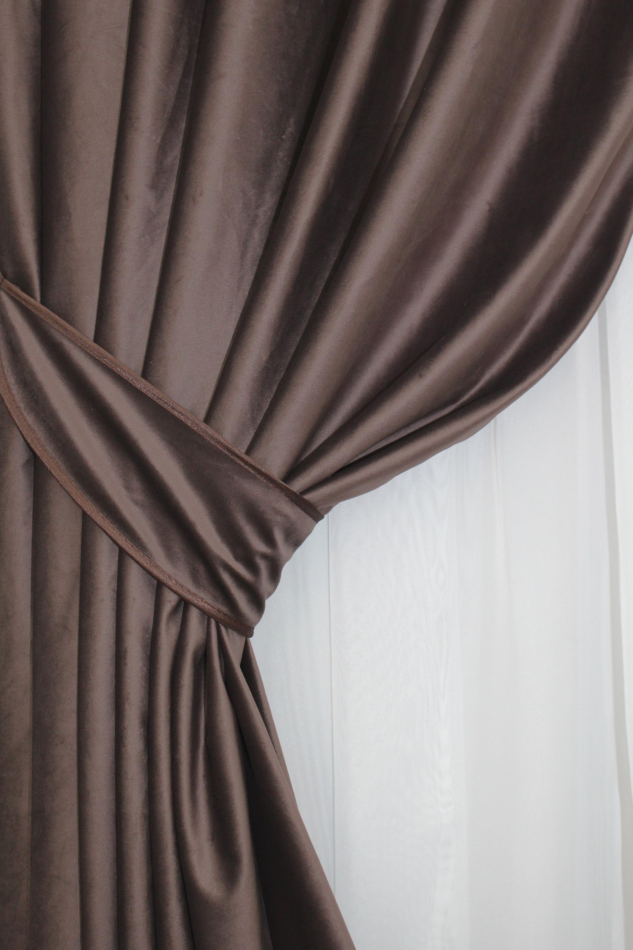 Комплект штор VR-Textil Kadife № 1131ш бархат 150х275 см 2 шт. Коричневый (30-949) - фото 4 Комплект штор VR-Textil Kadife № 1131ш бархат 150х275 см 2 шт. Коричневый (30-949) - фото 4