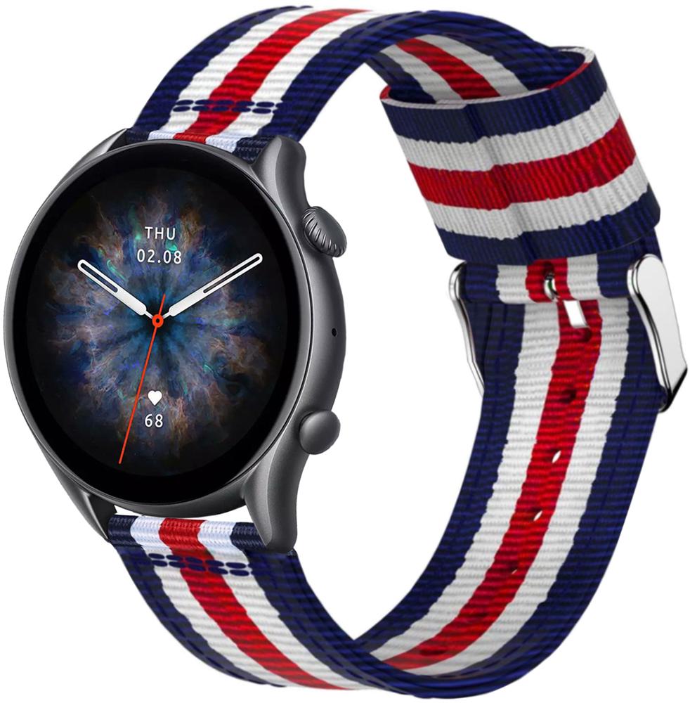 Ремешок тканевый Canvas для Amazfit GTR 3 Pro Blue/White/Red (25509) Ремешок тканевый Canvas для Amazfit GTR 3 Pro Blue/White/Red (25509)