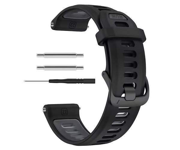 Ремешок Silicone Dual Color для смарт-часов Garmin Forerunner 970 22 мм Черный