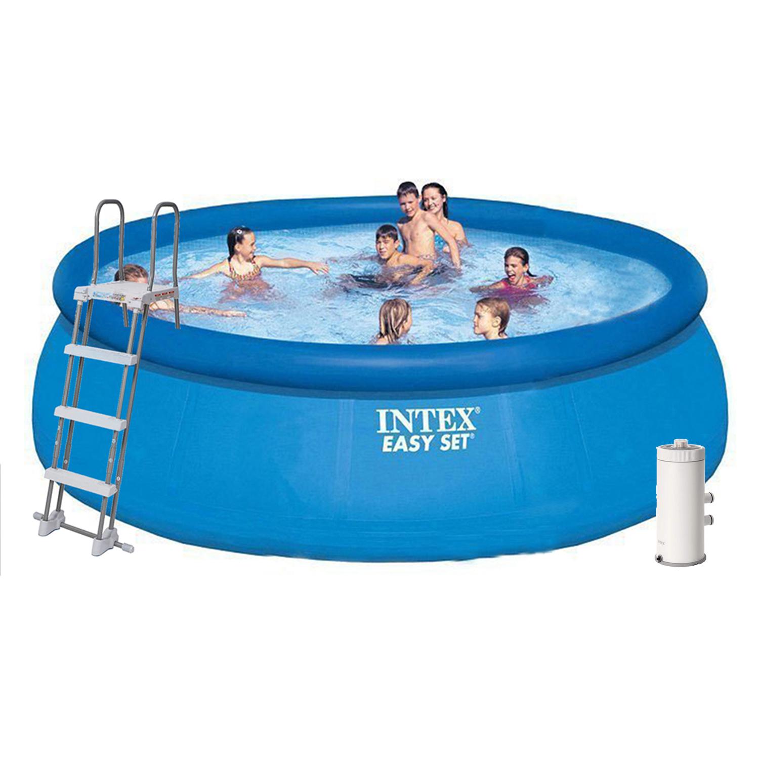 Басейн надувний Intex 26168 драбина/тент/підстилка 457х122 см (175196)