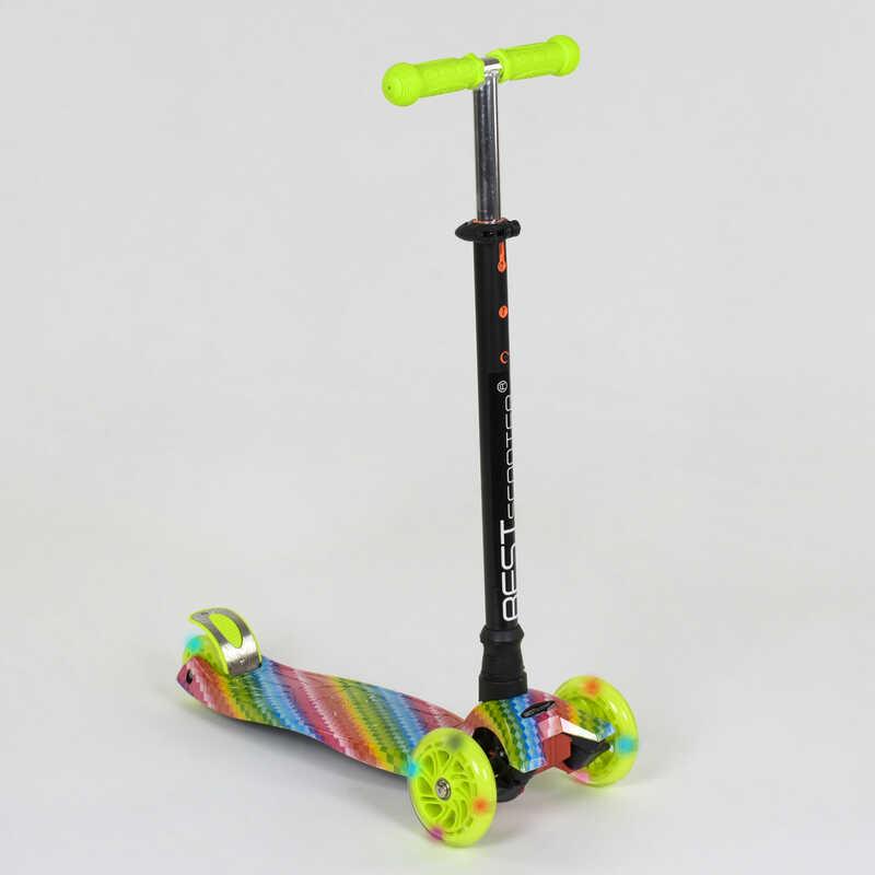 Самокат трехколесный Best Scooter Maxi пластмассовый трубка руля алюминиевая Light Green/Black (83273)