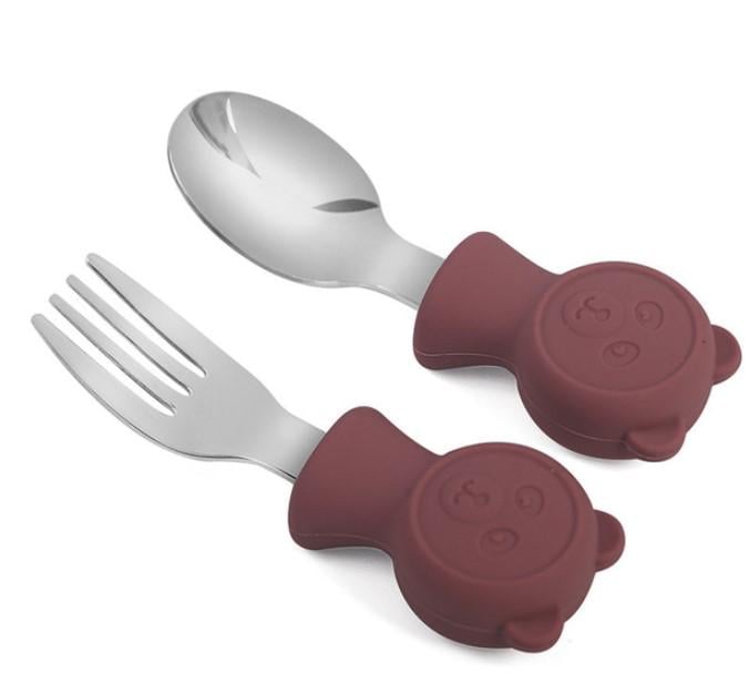Набор детского фраже вилка/ложка силиконовые 9,5х3 см 2 пр. (AN012695)
