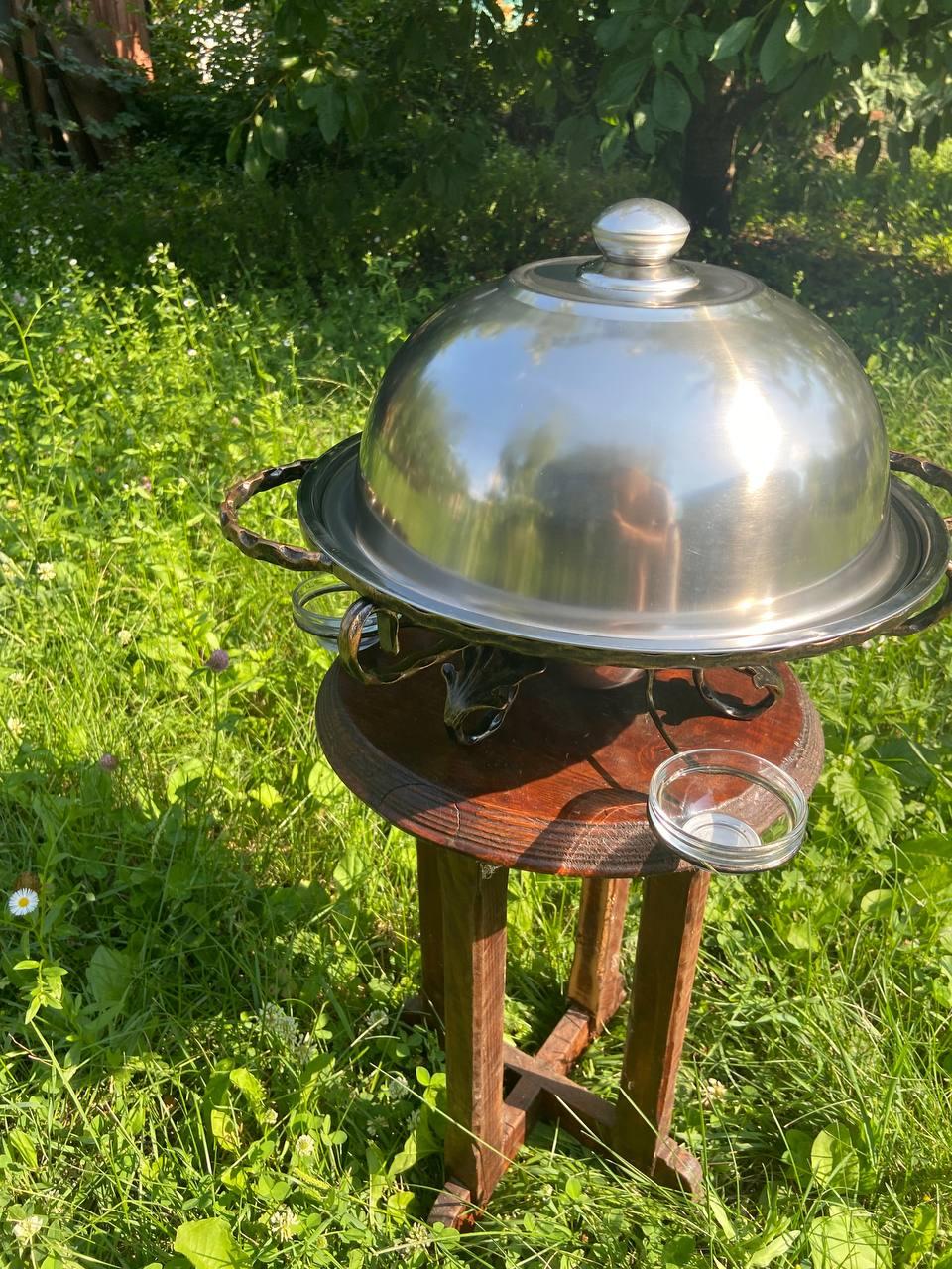 Садж для подогрева шашлыка большой с соусницами 36 см - фото 4 Садж для подогрева шашлыка большой с соусницами 36 см - фото 4