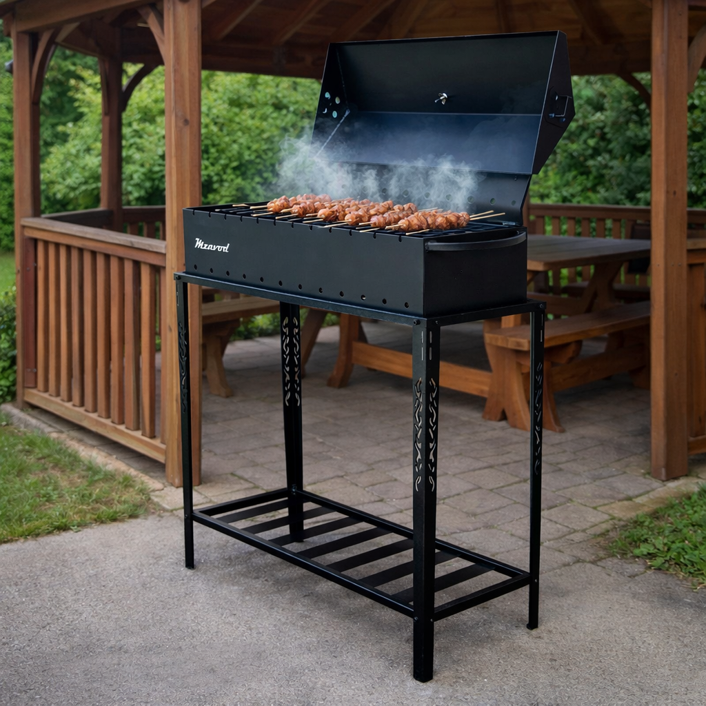 Мангал-барбекю Jooki Прометей на 12 шампурів 3 мм на дровниці (10116)