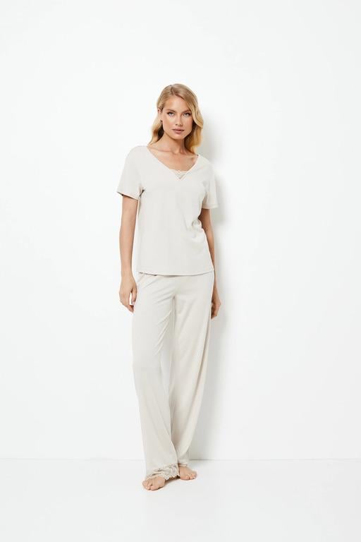 Женская пижама Aruelle футболка и брюки S Бежевый (Evelyn-long)
