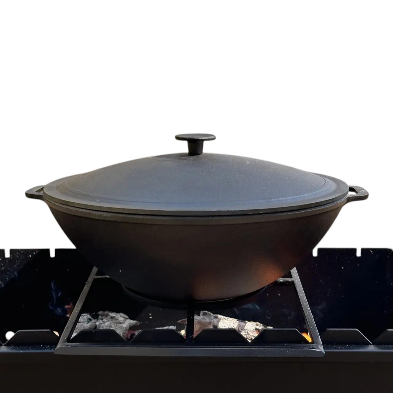 Сковорода для відкритого вогню WOK-08 чавунна на 8 л з кришкою Сірий (136-17-4827005590871) - фото 5 Сковорода для відкритого вогню WOK-08 чавунна на 8 л з кришкою Сірий (136-17-4827005590871) - фото 5